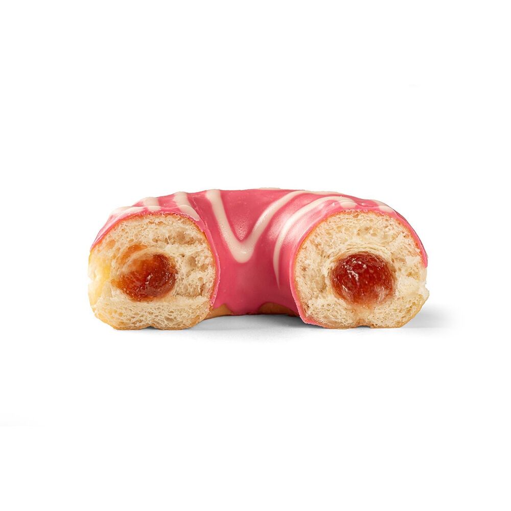 228288 Schulstad Pink Bliss Filled Ring Donut Half