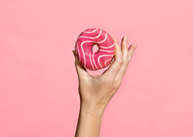 228288 Schulstad Pink Bliss Strawberry Filled Ring Donut