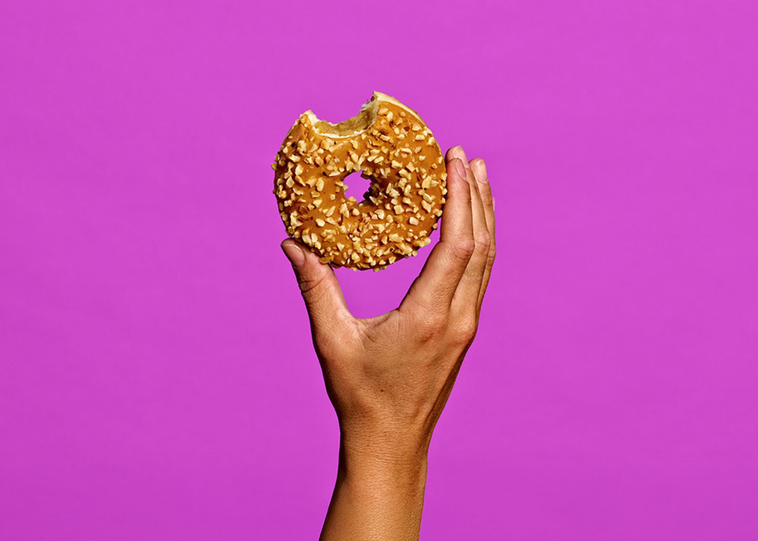 228291 Schulstad Caramel Filled Ring Donut with Bite