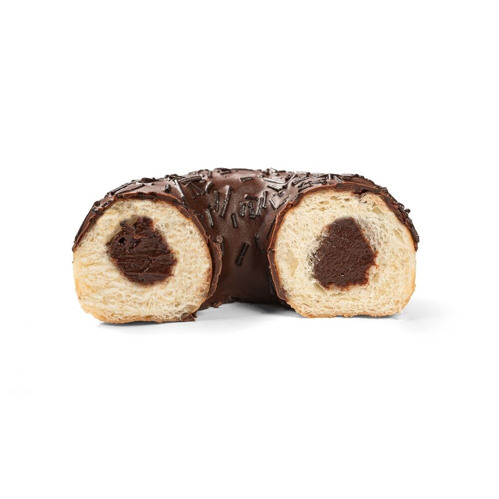 228293 Schulstad Chocolatey Filled Ring Donut Half