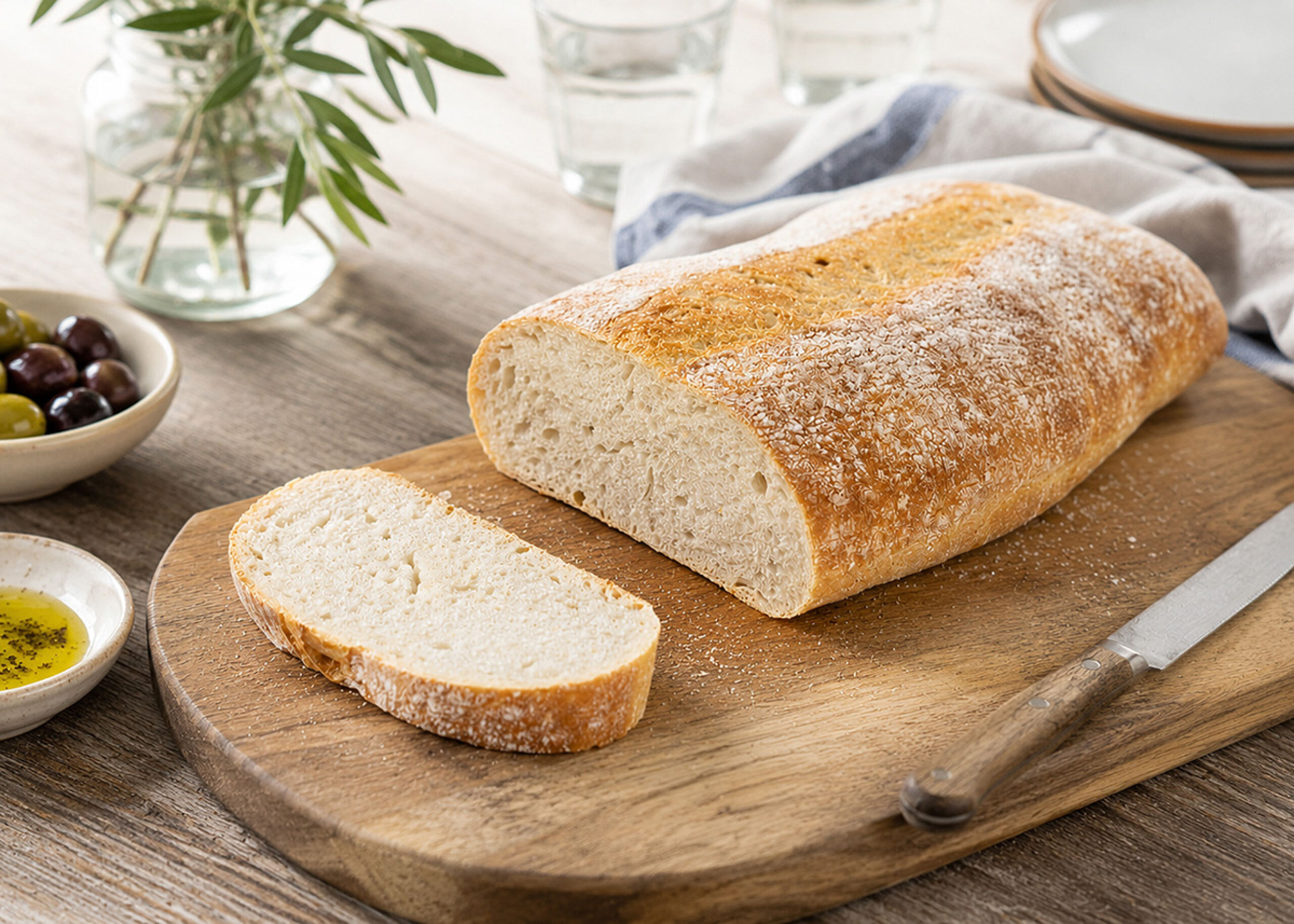 76114 Euro-Bake Rustic Ciabatta Loaf with Olive Oil Dip