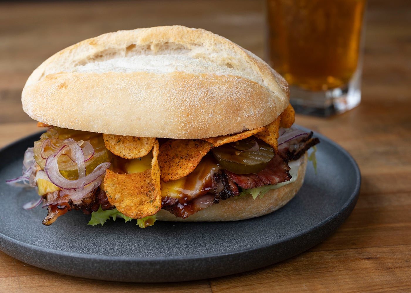 Euro-Bake BBQ Brisket Sandwich Recip Featuring Portuguese Roll
